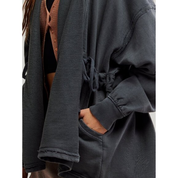 🆕 FREE PEOPLE Boothbay Sweatshirt / Washed Black - Picture 4 of 6